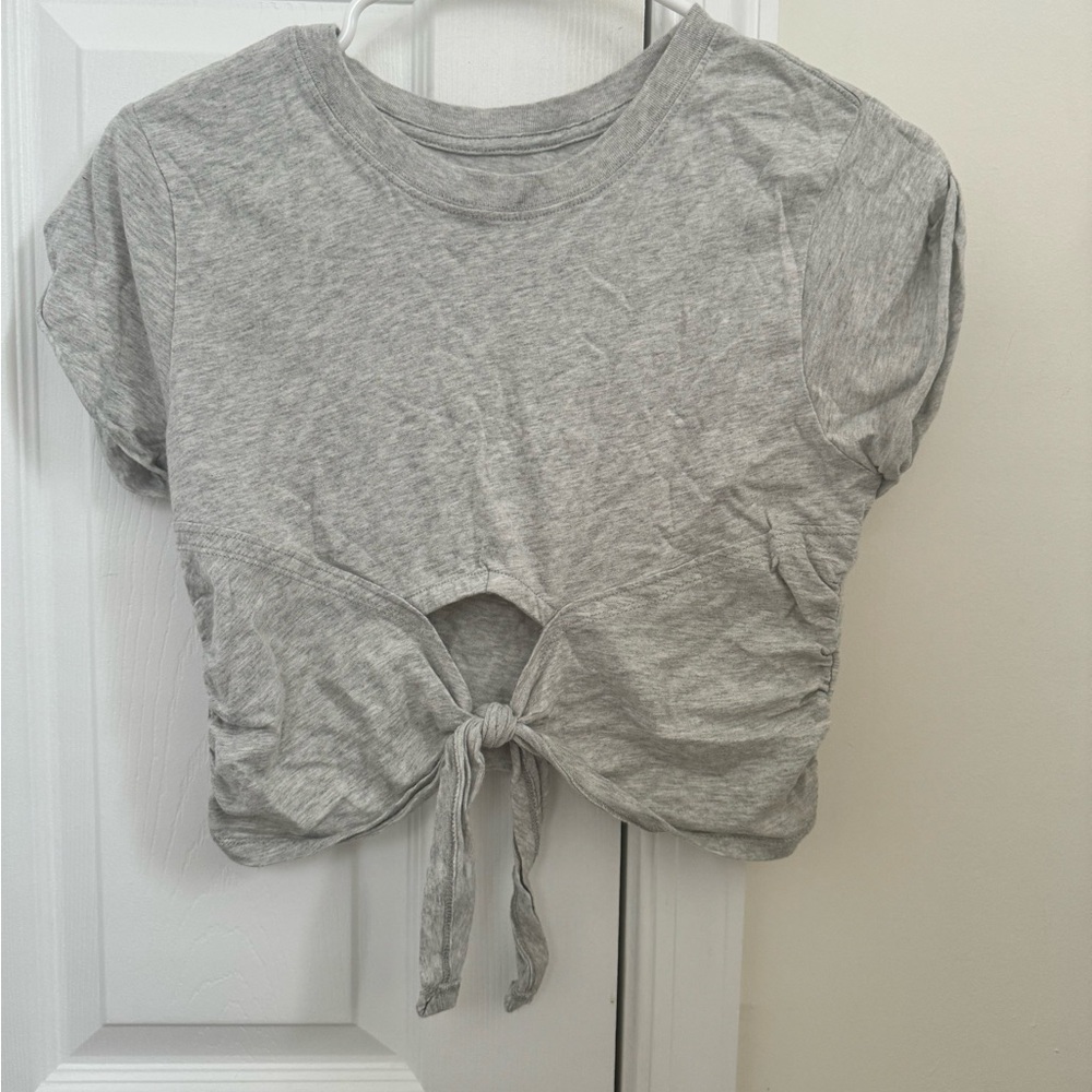 Grey cropped tshirt with tie